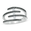 Thumbnail Image 1 of 3/8 CT. T.W. Enhanced Black and White Diamond Multi-Row Open Shank Wrap Ring in Sterling Silver