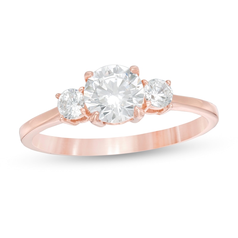Main Image 1 of 1 CT. T.W. Diamond Three Stone Engagement Ring in 14K Rose Gold