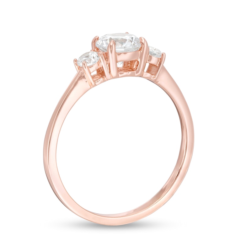 Main Image 3 of 1 CT. T.W. Diamond Three Stone Engagement Ring in 14K Rose Gold