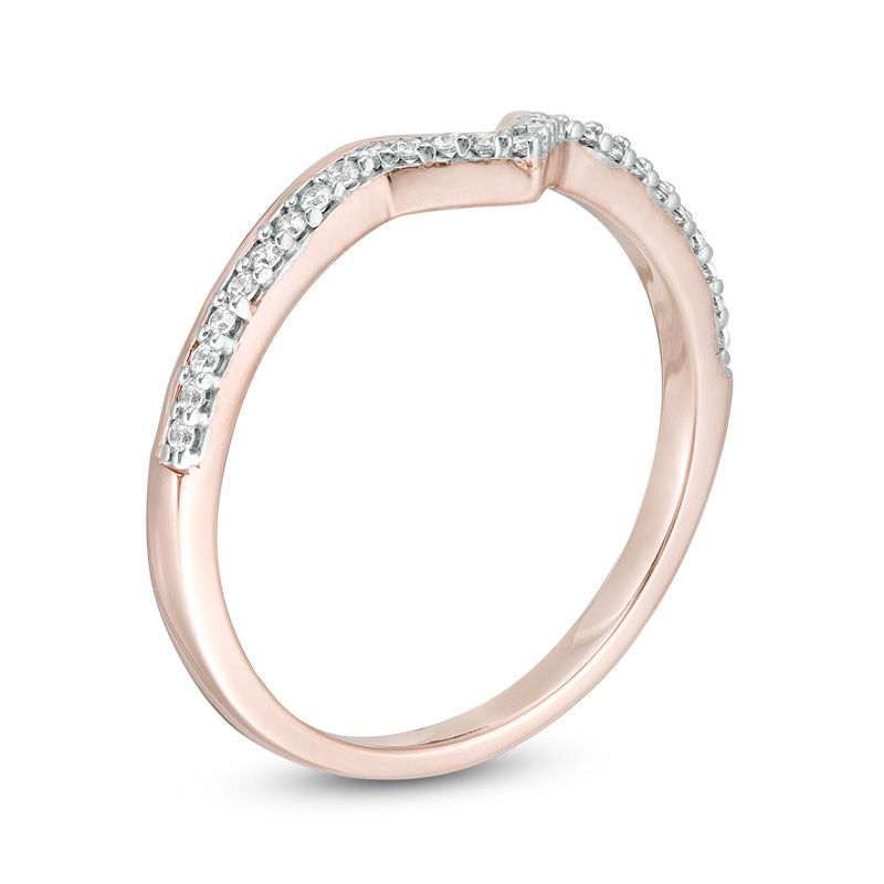 1/8 CT. T.W. Diamond Chevron Ring in 10K Rose Gold