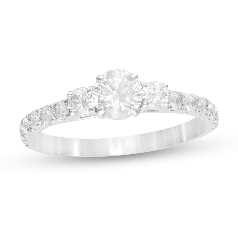 1 CT. T.W. Diamond Three Stone Engagement Ring in 14K White Gold
