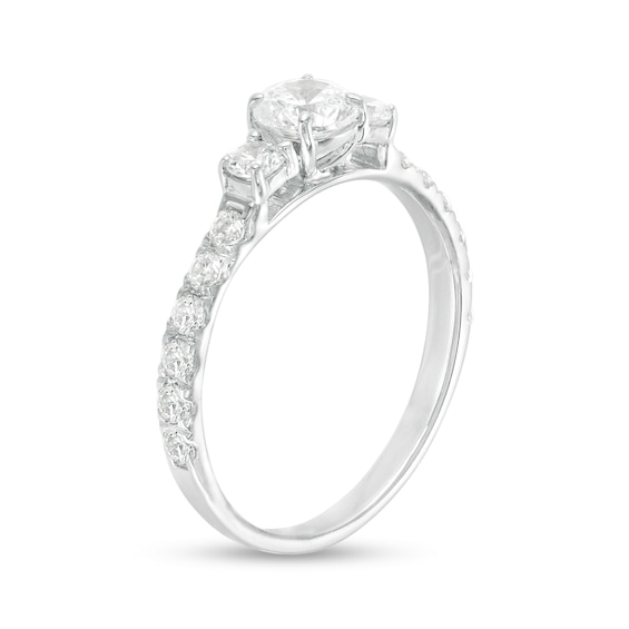 1 CT. T.w. Diamond Three Stone Engagement Ring in 14K White Gold