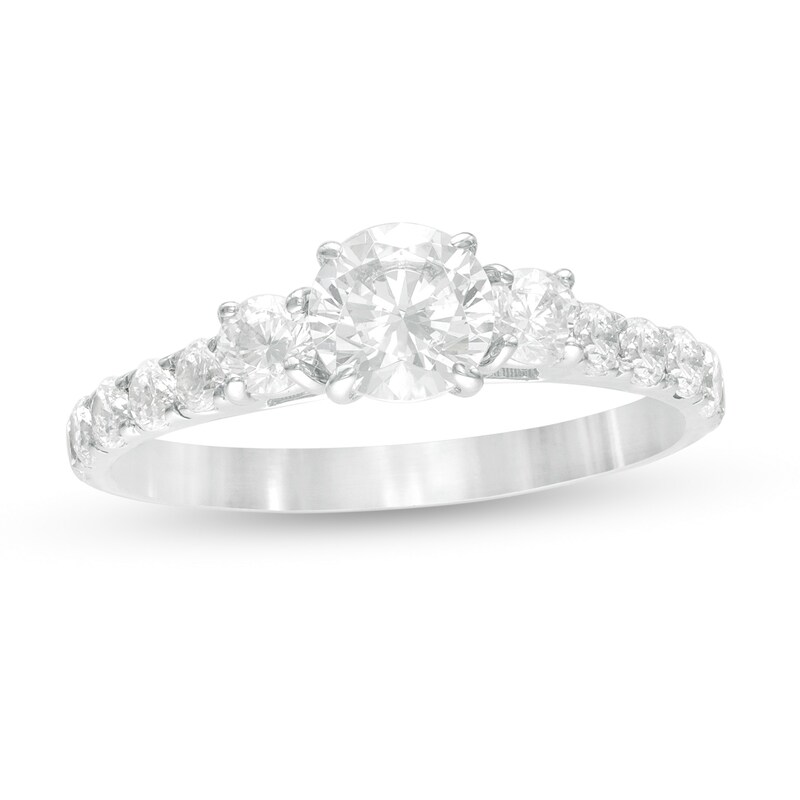 11/4 CT. T.W. Diamond Three Stone Engagement Ring in 14K White Gold