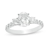 Thumbnail Image 1 of 1-3/4 CT. T.W. Oval and Round Diamond Three Stone Engagement Ring in 14K White Gold