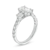 Thumbnail Image 3 of 1-3/4 CT. T.W. Oval and Round Diamond Three Stone Engagement Ring in 14K White Gold