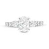 Thumbnail Image 4 of 1-3/4 CT. T.W. Oval and Round Diamond Three Stone Engagement Ring in 14K White Gold