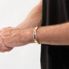 Thumbnail Image 2 of Made in Italy Men's Rectangle Lab-Created Onyx Bar and Link Chain Bracelet in 10K Gold - 8.5"