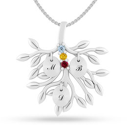 Birthstone Family Tree Pendant (1-4 Stones and Initials)