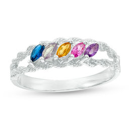 Mother's Marquise Birthstone Family Split Shank Ring (2-6 Stones)