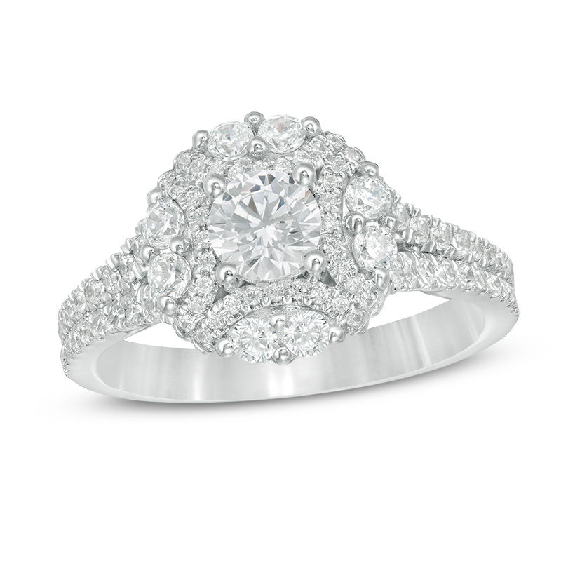 Main Image 1 of Love's Destiny by Zales 1-1/3 CT. T.W. Certified Diamond Frame Engagement Ring in 14K Two-Tone Gold (I/I1)