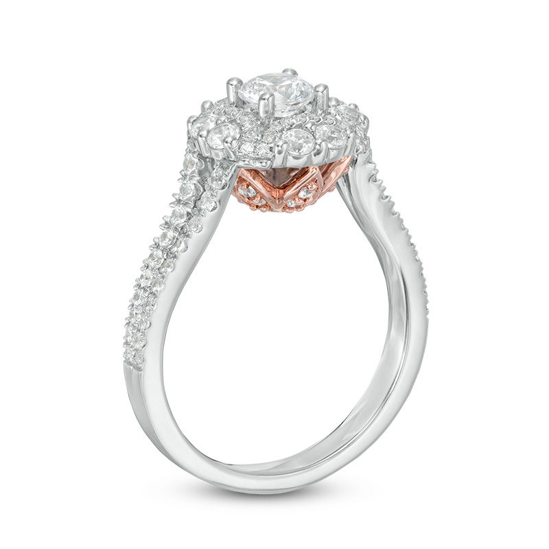Main Image 3 of Love's Destiny by Zales 1-1/3 CT. T.W. Certified Diamond Frame Engagement Ring in 14K Two-Tone Gold (I/I1)