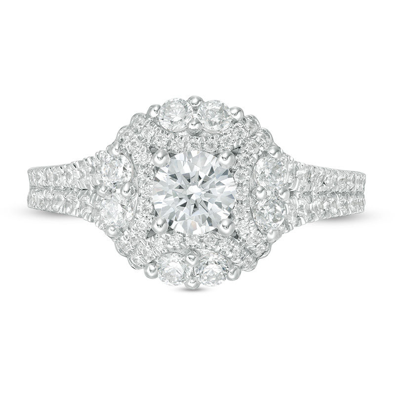 Main Image 4 of Love's Destiny by Zales 1-1/3 CT. T.W. Certified Diamond Frame Engagement Ring in 14K Two-Tone Gold (I/I1)