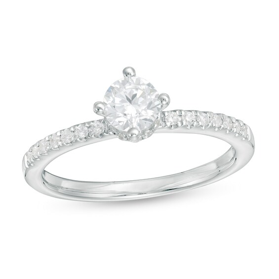 3/4 CT. T.w. Certified Diamond Vintage-Style Ribbon Shank Engagement Ring in 14K White Gold (I/Si2)