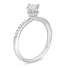 3/4 CT. T.W. Certified Diamond Vintage-Style Ribbon Shank Engagement Ring in 14K White Gold (I/SI2)