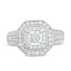 Thumbnail Image 4 of 1-1/2 CT. T.W. Certified Asscher-Cut Diamond Double Octagonal Frame Engagement Ring in 14K White Gold (I/SI2)