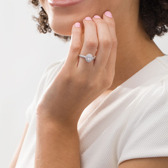 1 CT. T.w. Certified Oval Diamond Double Frame Engagement Ring in 14K White Gold (I/Si2)