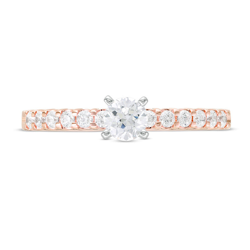 Main Image 4 of 1/2 CT. T.W. Diamond Engagement Ring in 14K Rose Gold