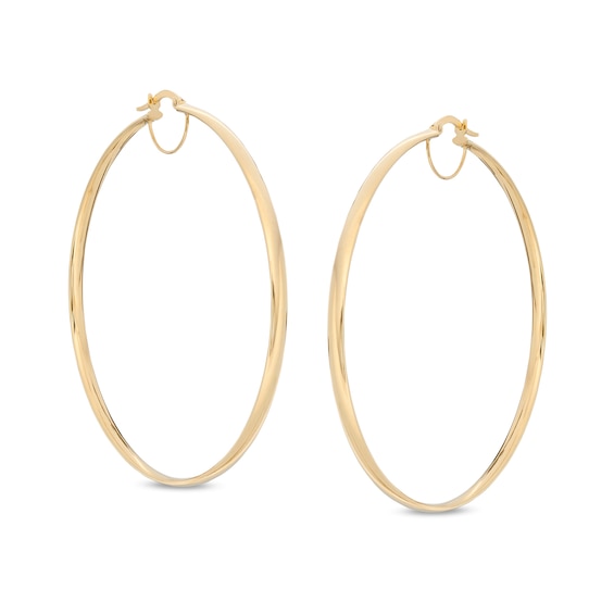 Made in Italy 60.0mm Tube Hoop Earrings in 10K Gold