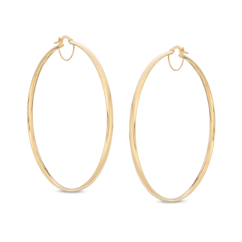 Main Image 1 of Made in Italy 60.0mm Tube Hoop Earrings in 10K Gold