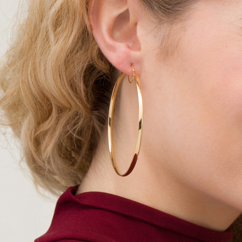 Main Image 2 of Made in Italy 60.0mm Tube Hoop Earrings in 10K Gold