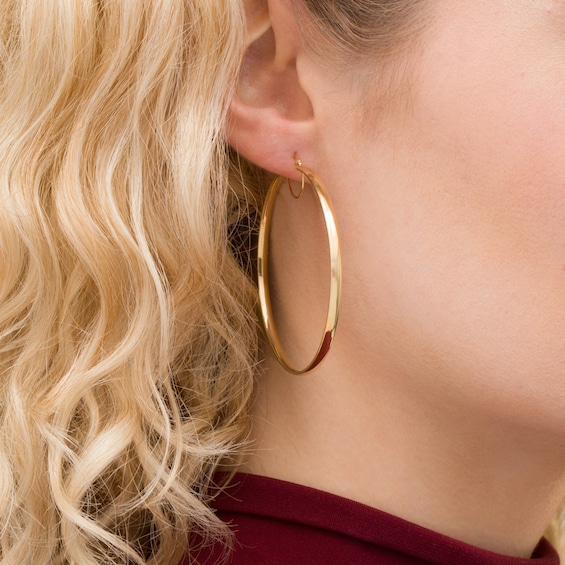Made in Italy 50.0mm Tube Hoop Earrings in 10K Gold