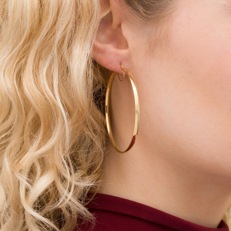Main Image 2 of Made in Italy 50.0mm Tube Hoop Earrings in 10K Gold
