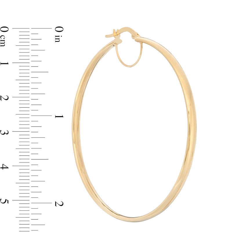 Main Image 3 of Made in Italy 50.0mm Tube Hoop Earrings in 10K Gold
