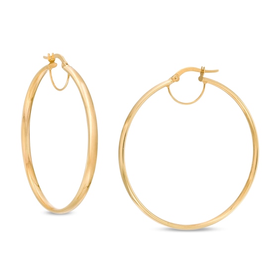 Made in Italy 40.0mm Tube Hoop Earrings in 10K Gold