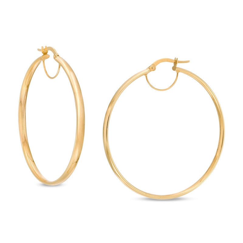 Main Image 1 of Made in Italy 40.0mm Tube Hoop Earrings in 10K Gold