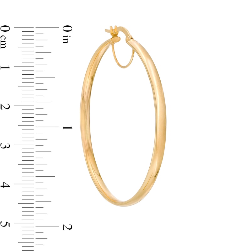Made in Italy 3.0 x 40.0mm Tube Hoop Earrings in 10K Gold