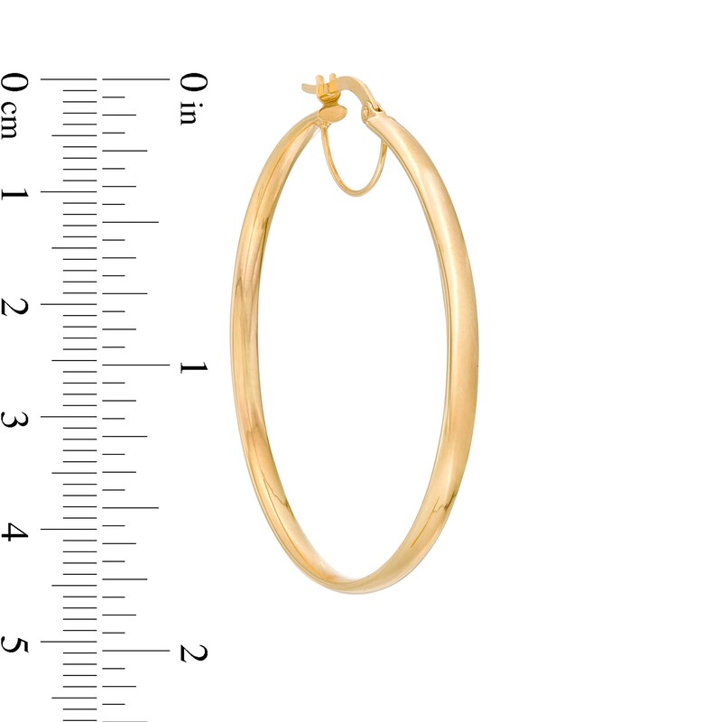 Made in Italy 3.0 x 40.0mm Tube Hoop Earrings in 10K Gold