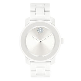 Ladies' Movado Bold®Crystal Accent White Ceramic Watch (Model: 3600534)