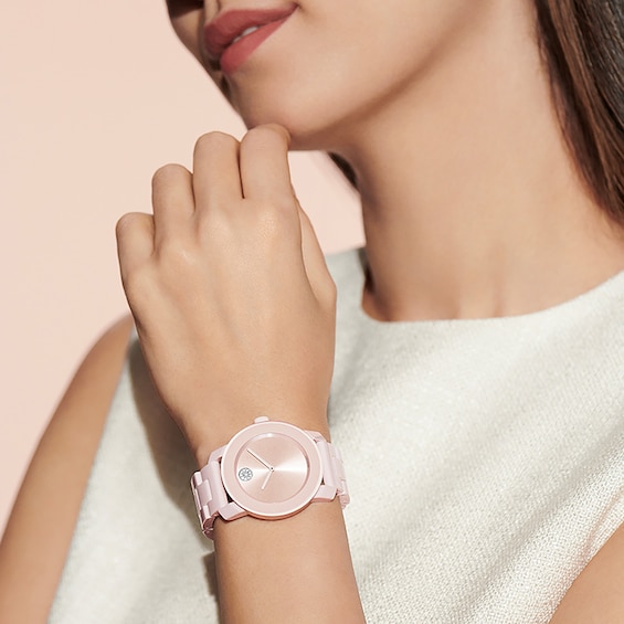 Ladies' Movado BoldÂ®Crystal Accent Rose-Tone Ceramic Watch (Model: 3600536)