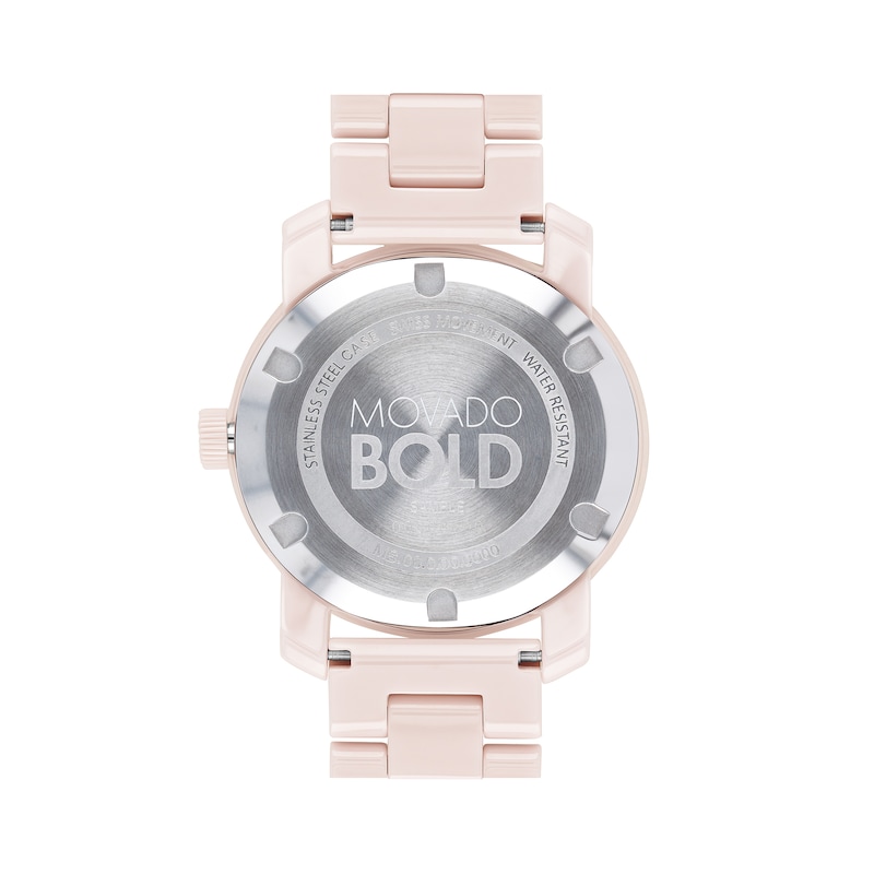Main Image 4 of Ladies' Movado Bold®Crystal Accent Rose-Tone Ceramic Watch (Model: 3600536)