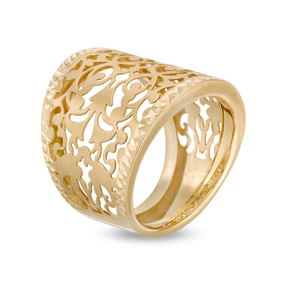 Made in Italy 20.0mm Diamond-Cut Filigree Ring in 14K Gold - Size 7