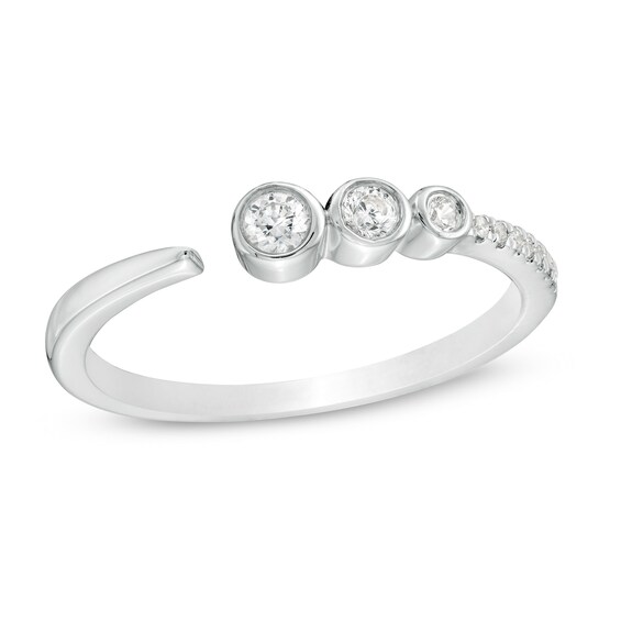 1/6 CT. T.w. Diamond Three Stone Open Ring in Sterling Silver