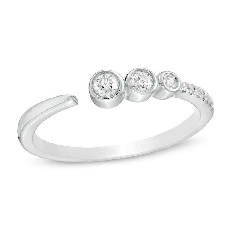 Main Image 1 of 1/6 CT. T.W. Diamond Three Stone Open Ring in Sterling Silver