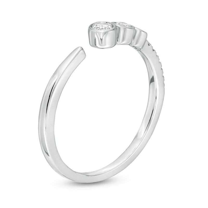 Main Image 3 of 1/6 CT. T.W. Diamond Three Stone Open Ring in Sterling Silver