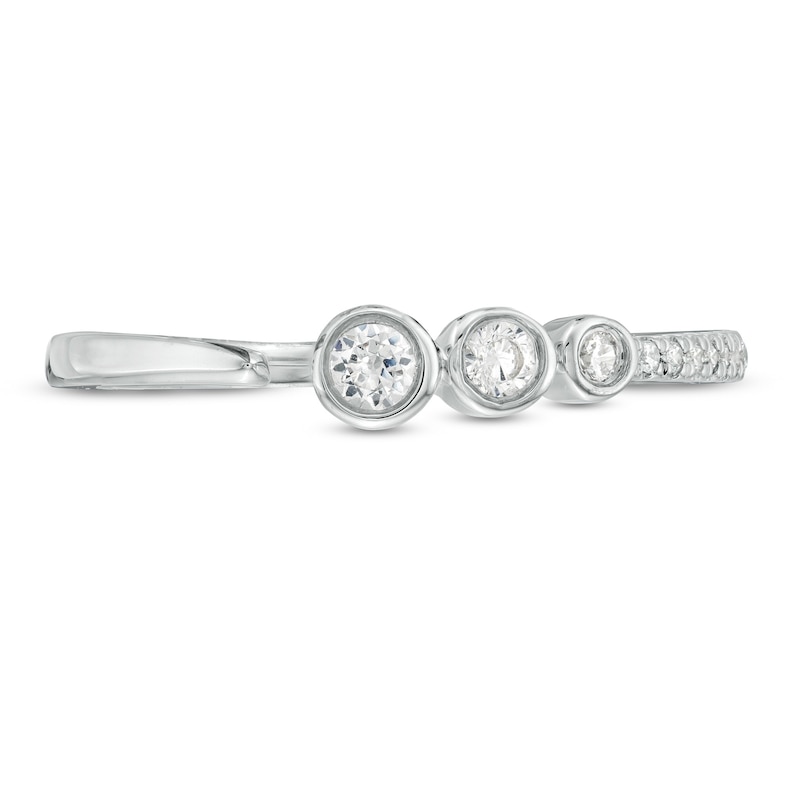 Main Image 4 of 1/6 CT. T.W. Diamond Three Stone Open Ring in Sterling Silver