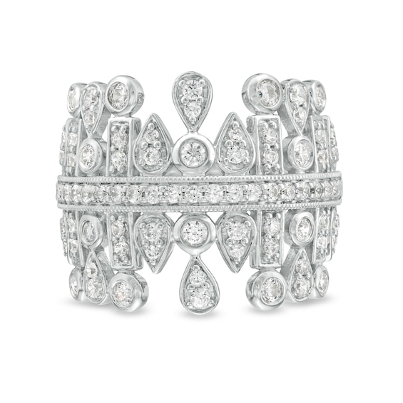 1 CT. T.W. Diamond Multi-Geometric Shapes Art Deco Style Ring in Sterling Silver 1 CT. T.W. Diamond Multi-Geometric Shapes Art Deco Style Ring in Sterling Silver