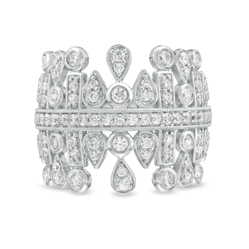 Main Image 1 of 1 CT. T.W. Diamond Multi-Geometric Shapes Art Deco Style Ring in Sterling Silver