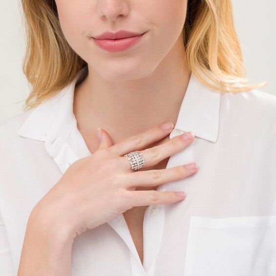 1 CT. T.W. Diamond Multi-Geometric Shapes Art Deco Style Ring in Sterling Silver 1 CT. T.W. Diamond Multi-Geometric Shapes Art Deco Style Ring in Sterling Silver