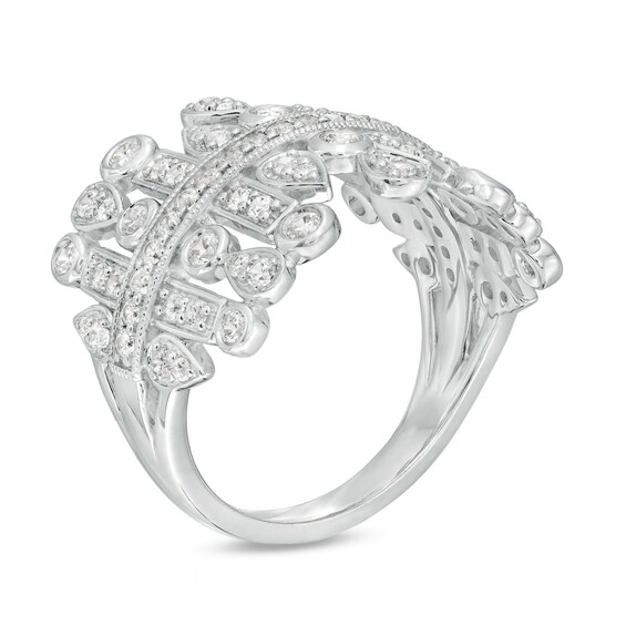 1 CT. T.W. Diamond Multi-Geometric Shapes Art Deco Style Ring in Sterling Silver 1 CT. T.W. Diamond Multi-Geometric Shapes Art Deco Style Ring in Sterling Silver