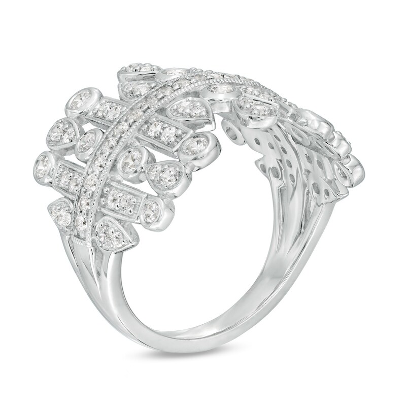 Main Image 3 of 1 CT. T.W. Diamond Multi-Geometric Shapes Art Deco Style Ring in Sterling Silver