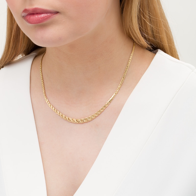 Main Image 2 of Made in Italy Graduated Wheat Chain Necklace in 14K Gold - 17.5"