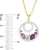 Thumbnail Image 3 of Multi-Shaped Amethyst, Rose de France and Lab-Created White Sapphire Loop Pendant in Sterling Silver and 14K Gold Plate