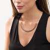 Thumbnail Image 1 of Black Spinel Graduated Double Row Necklace in Sterling Silver with 10K Rose Gold Plate - 15"