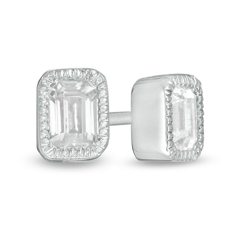 3/8 CT. T.W. Emerald-Cut Diamond Solitaire Vintage-Style Stud Earrings in 10K White Gold