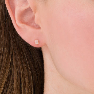 emerald cut diamond studs