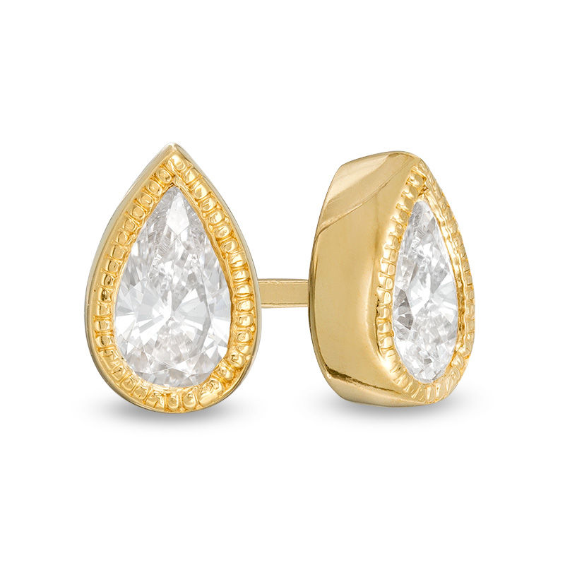Main Image 1 of 3/8 CT. T.W. Pear-Shaped Diamond Solitaire Vintage-Style Stud Earrings in 10K Gold